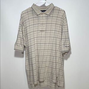 Tan Polo Shirt with Classic Collar and Ribbed Cuffs